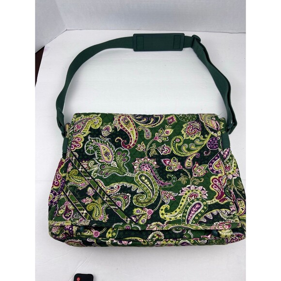 Vera Bradley Handbags - Vera Bradley Maggie Paisley Green Travel Book Messenger Bag
